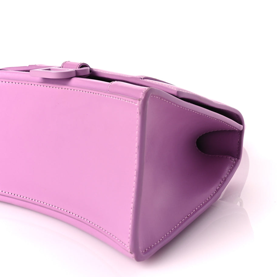 Balenciaga Shiny Box Calfskin Tonal B Small Hourglass Top Handle Bag Lilac Image 8
