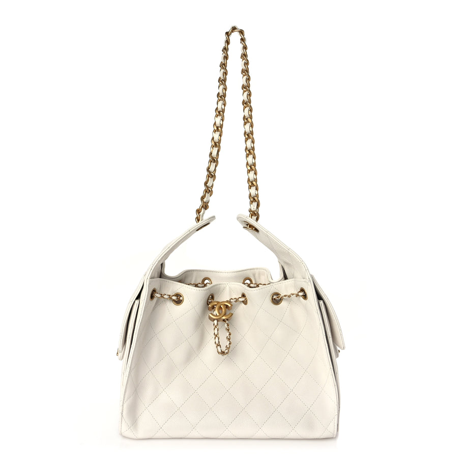 Chanel Caviar Quilted Small Chanel 25 Handbag White Image 1