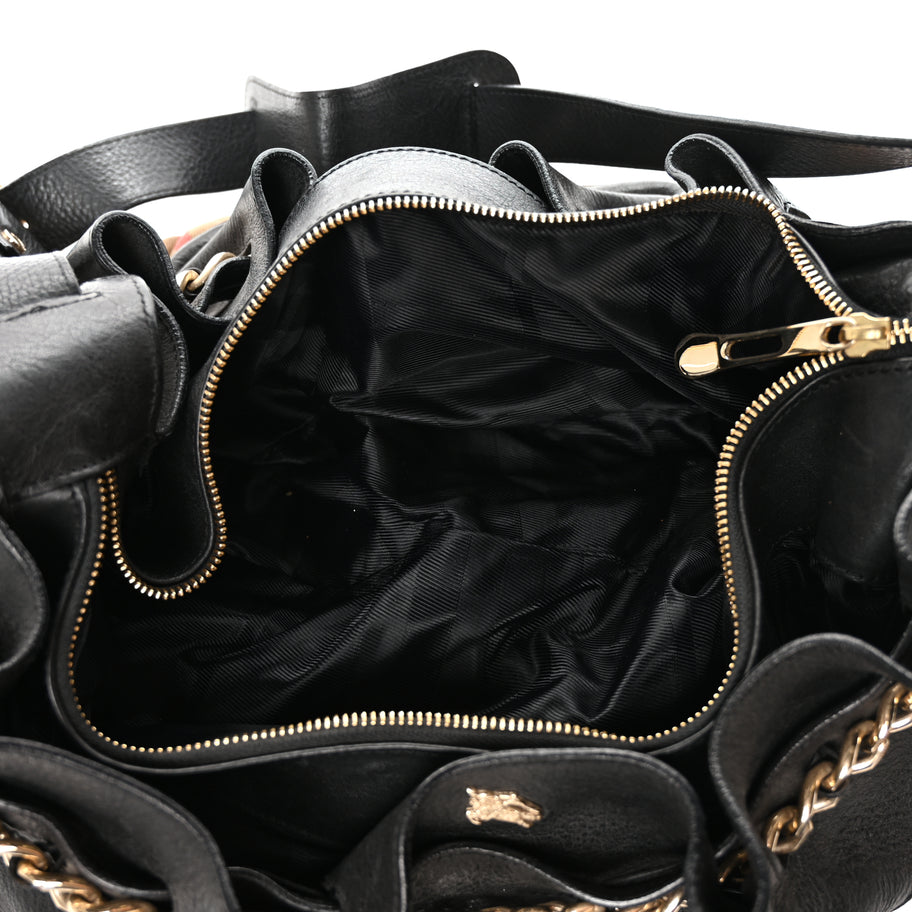 Burberry Grainy Calfskin House Check Margaret Bag Black Image 4
