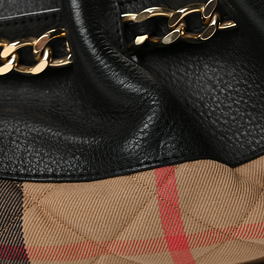Burberry Grainy Calfskin House Check Margaret Bag Black Image 6