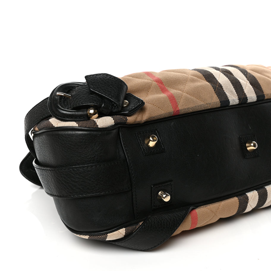 Burberry Grainy Calfskin House Check Margaret Bag Black Image 7