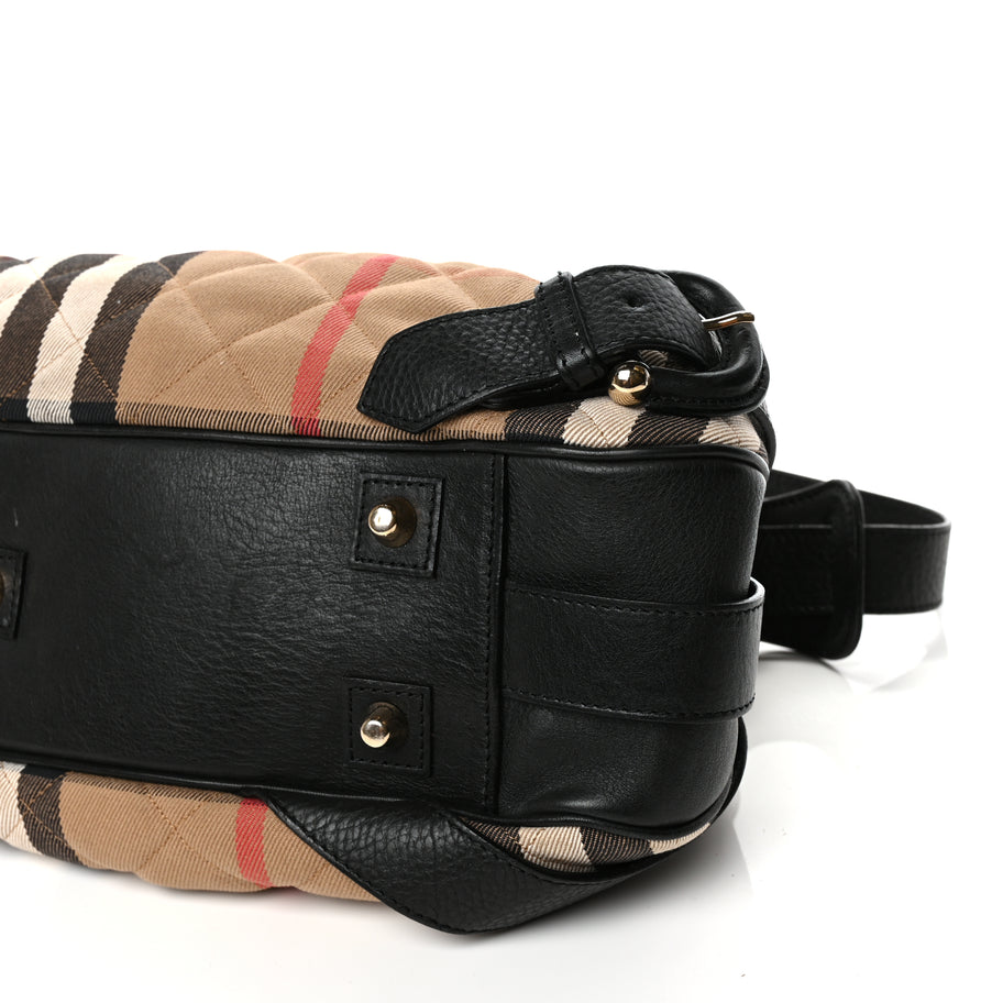 Burberry Grainy Calfskin House Check Margaret Bag Black Image 8