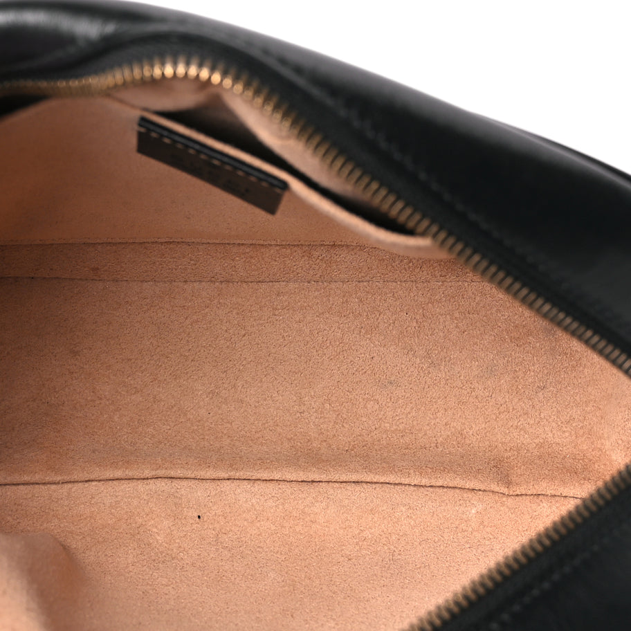 Gucci Calfskin Matelasse Small GG Marmont Chain Shoulder Bag Black Image 4