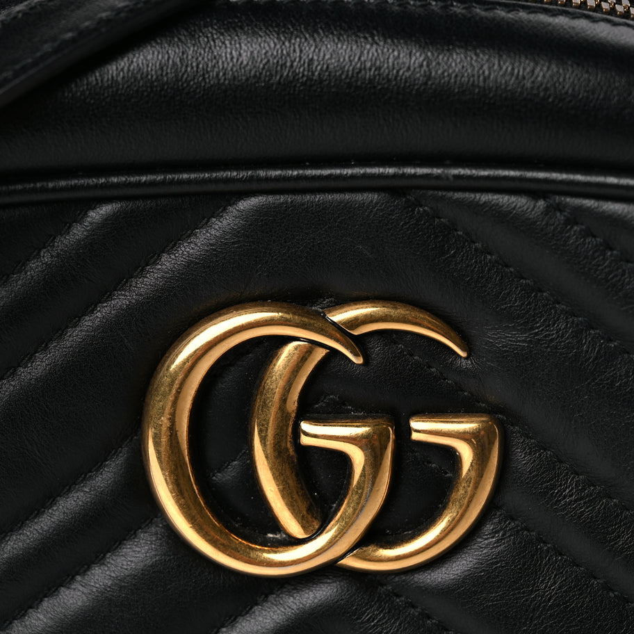 Gucci Calfskin Matelasse Small GG Marmont Chain Shoulder Bag Black Image 7