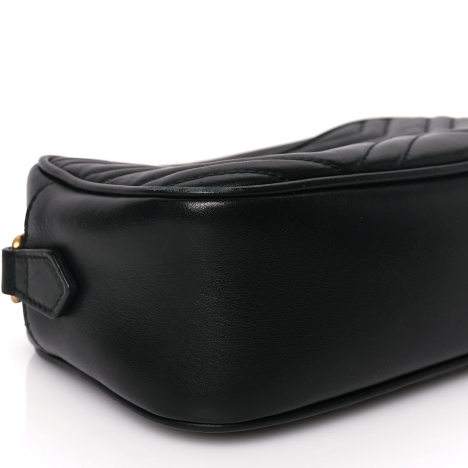 Gucci Calfskin Matelasse Small GG Marmont Chain Shoulder Bag Black Image 8
