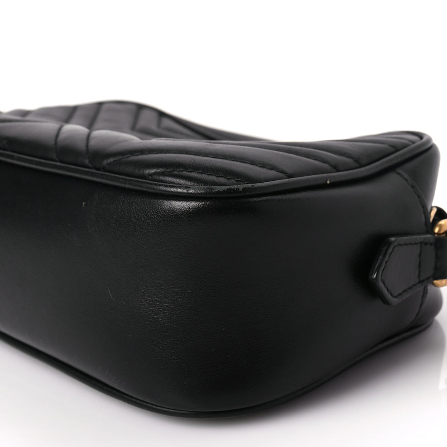 Gucci Calfskin Matelasse Small GG Marmont Chain Shoulder Bag Black Image 9
