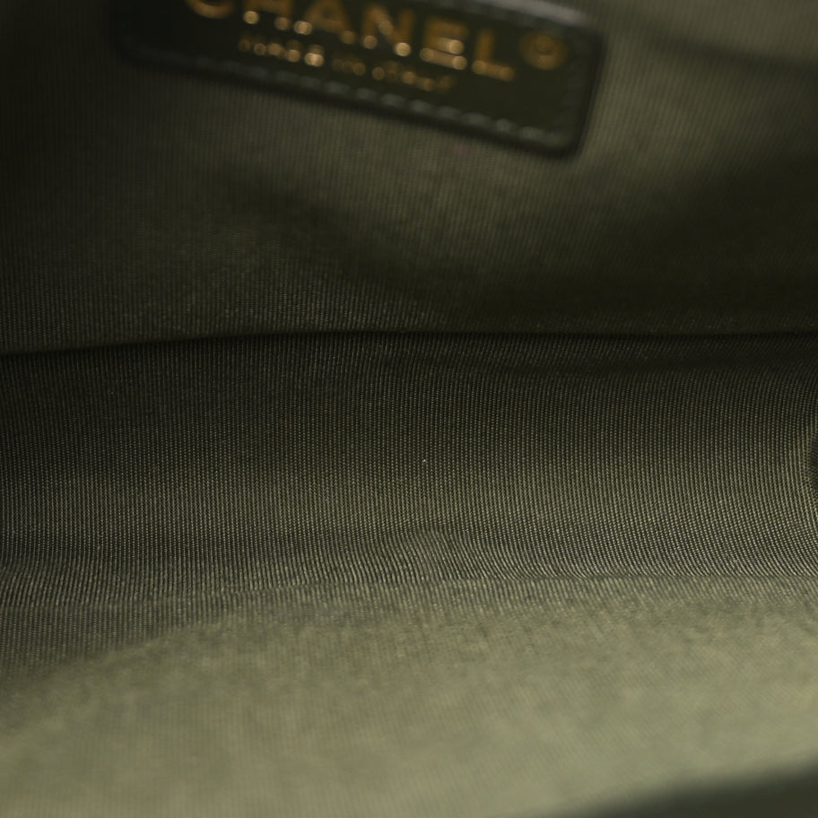 Chanel Fabric Chevron Braided Medium Boy Flap Black Dark Green Image 4