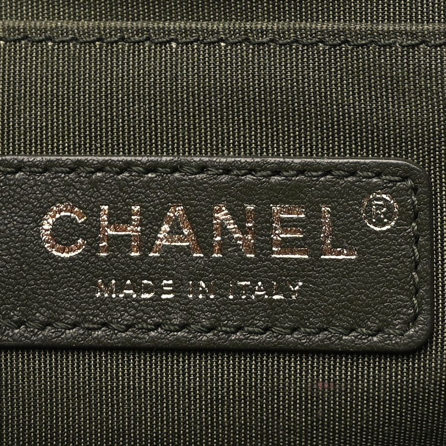 Chanel Fabric Chevron Braided Medium Boy Flap Black Dark Green Image 5