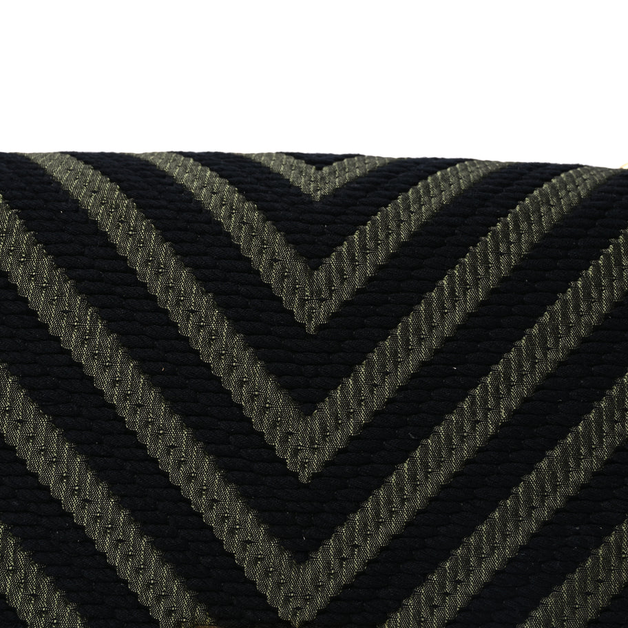 Chanel Fabric Chevron Braided Medium Boy Flap Black Dark Green Image 6