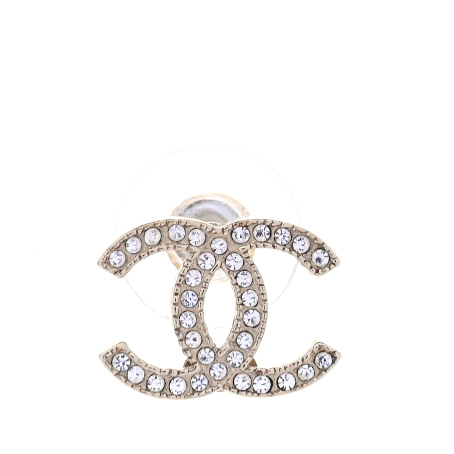 Chanel Metal Crystal CC Earrings Gold Image 2