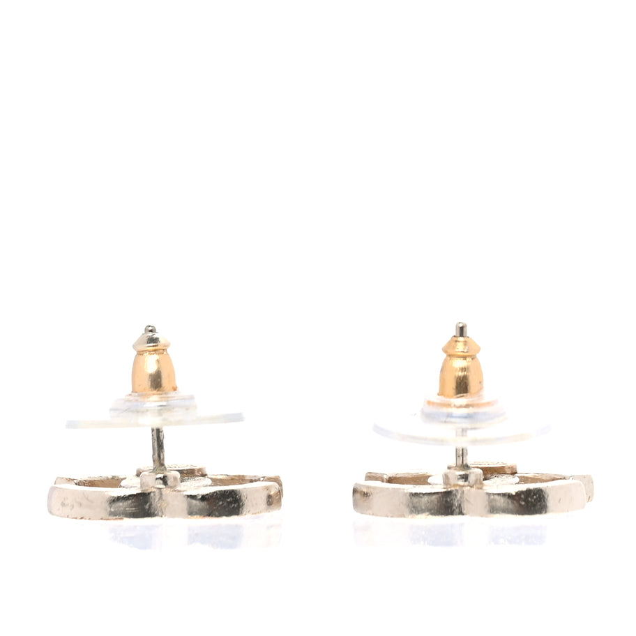 Chanel Metal Crystal CC Earrings Gold Image 3