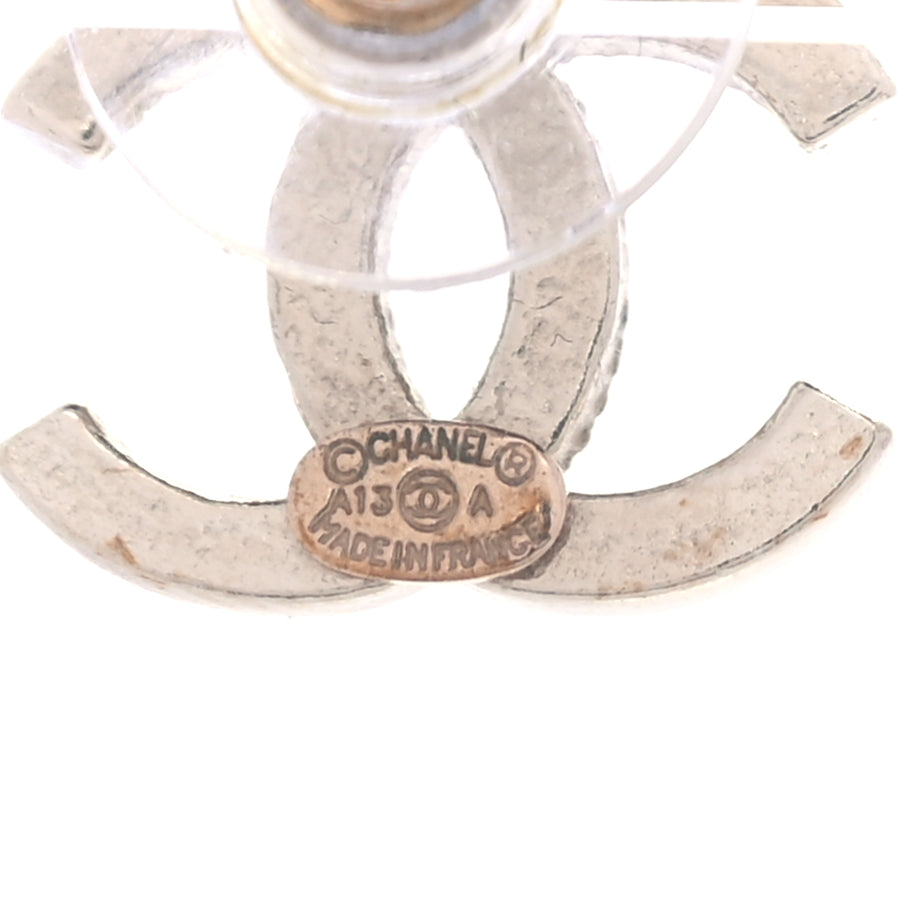 Chanel Metal Crystal CC Earrings Gold Image 4