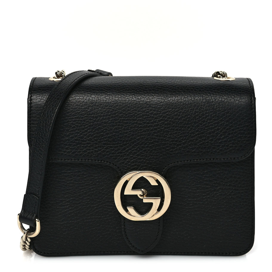 Gucci Dollar Calfskin Small Interlocking G Shoulder Bag Black Image 1