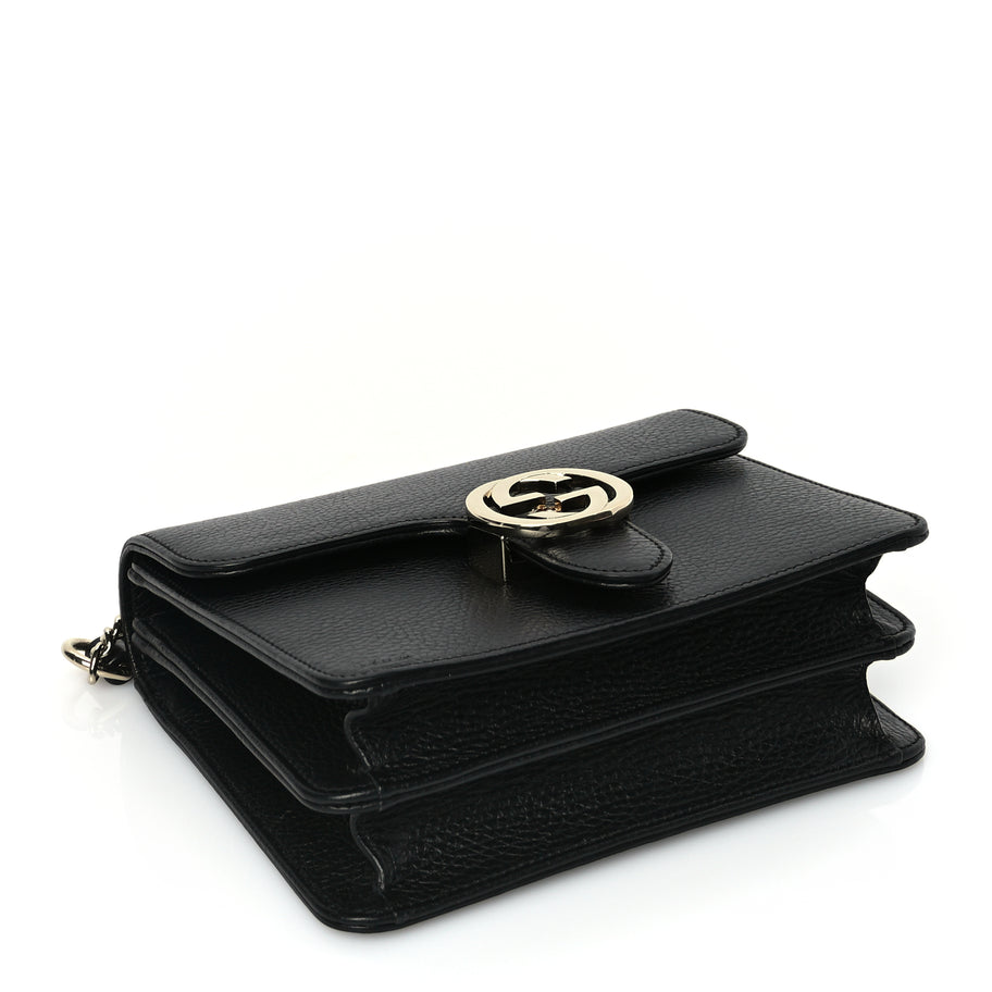 Gucci Dollar Calfskin Small Interlocking G Shoulder Bag Black Image 3