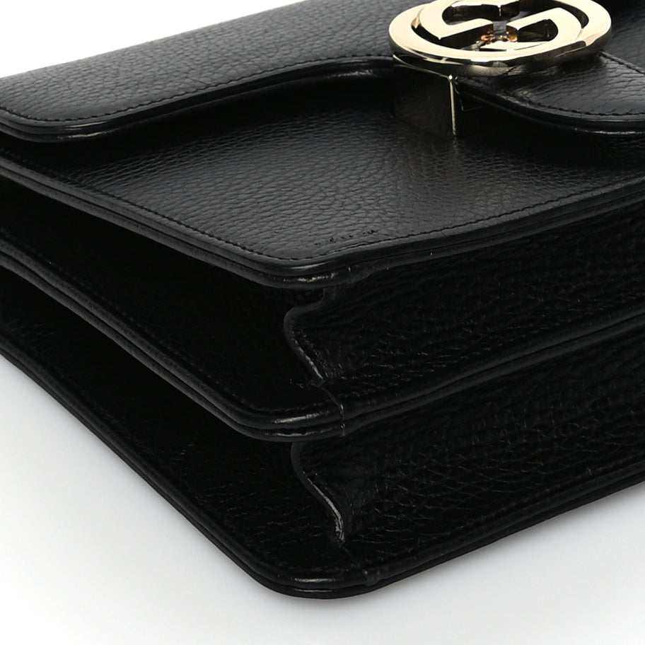Gucci Dollar Calfskin Small Interlocking G Shoulder Bag Black Image 7