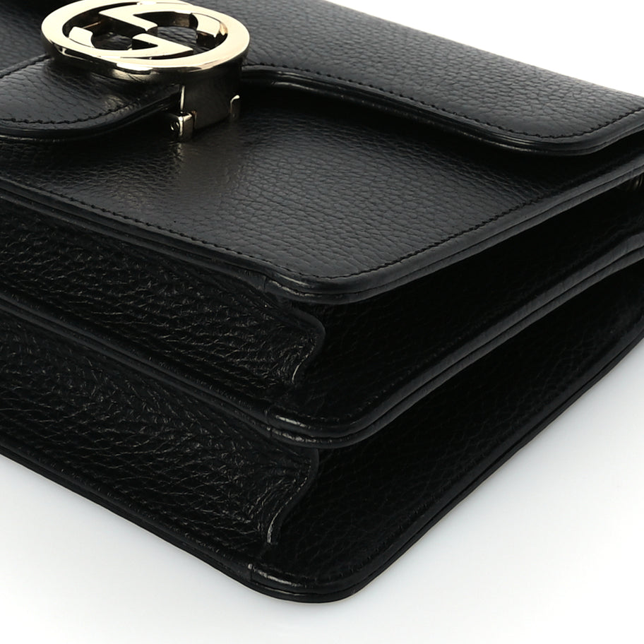Gucci Dollar Calfskin Small Interlocking G Shoulder Bag Black Image 8