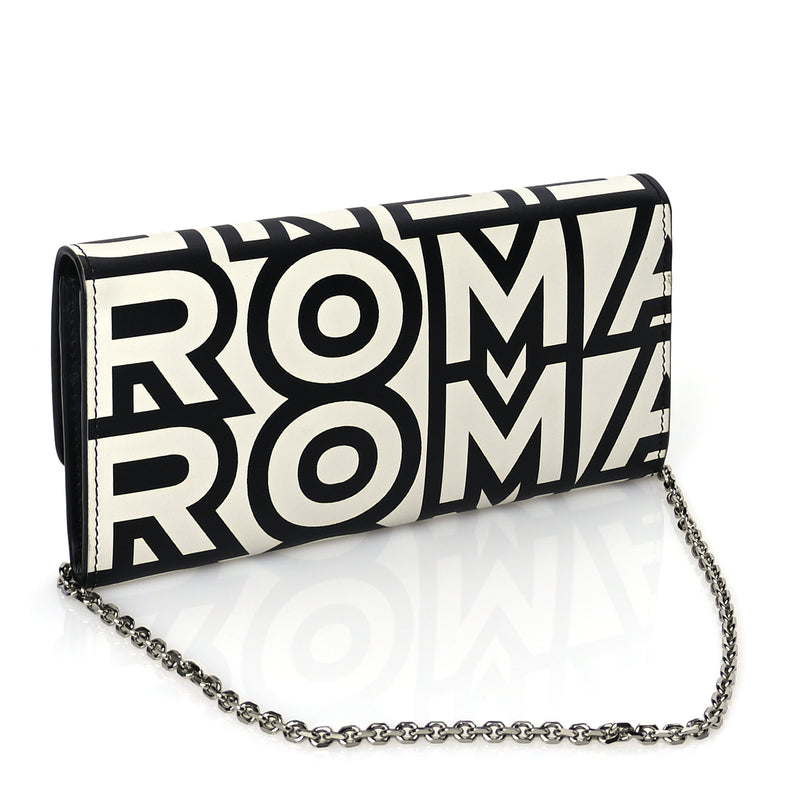  Fendi X MARC JACOBS Nappa Vitello King Logo Print Continental Wallet On Chain White Black