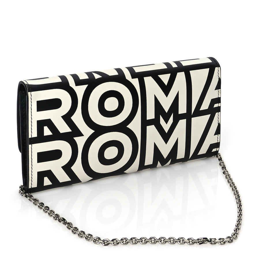 Fendi X MARC JACOBS Nappa Vitello King Logo Print Continental Wallet On Chain White Black Image 2