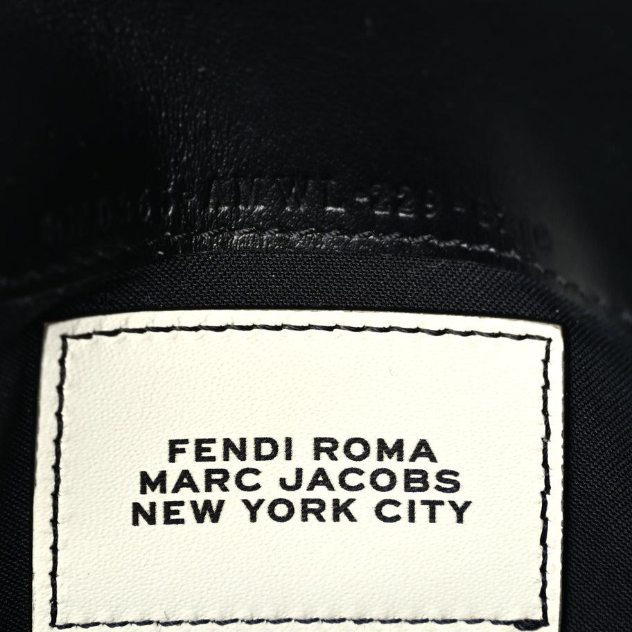 Fendi X MARC JACOBS Nappa Vitello King Logo Print Continental Wallet On Chain White Black Image 5