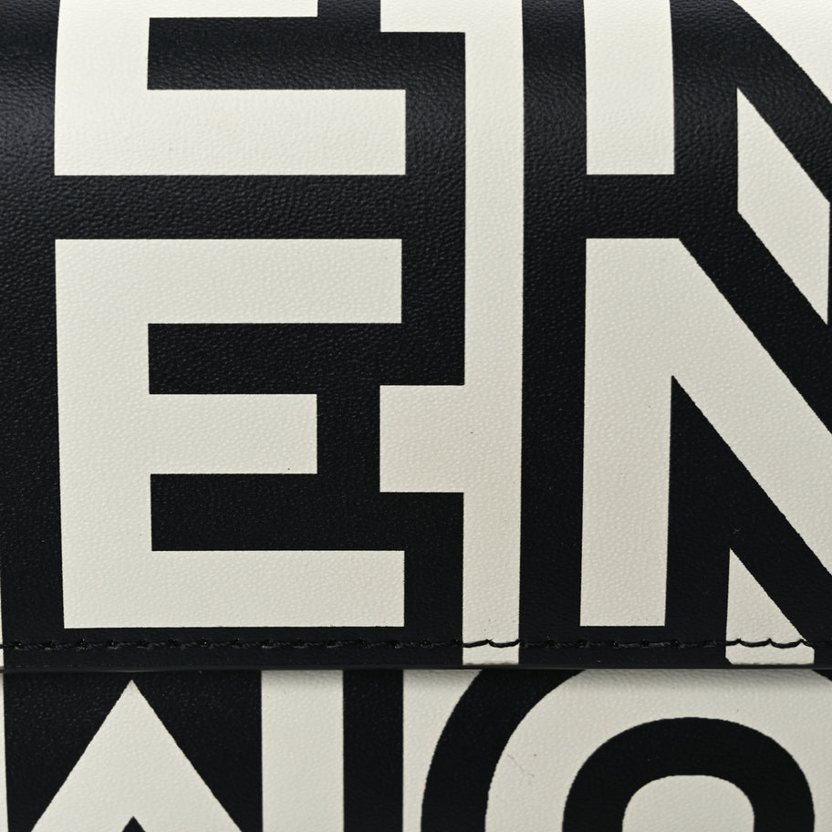 Fendi X MARC JACOBS Nappa Vitello King Logo Print Continental Wallet On Chain White Black Image 7