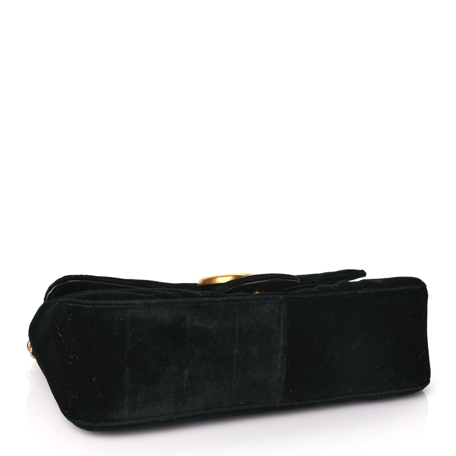 Gucci Velvet Matelasse Small GG Marmont Shoulder Bag Black Image 3
