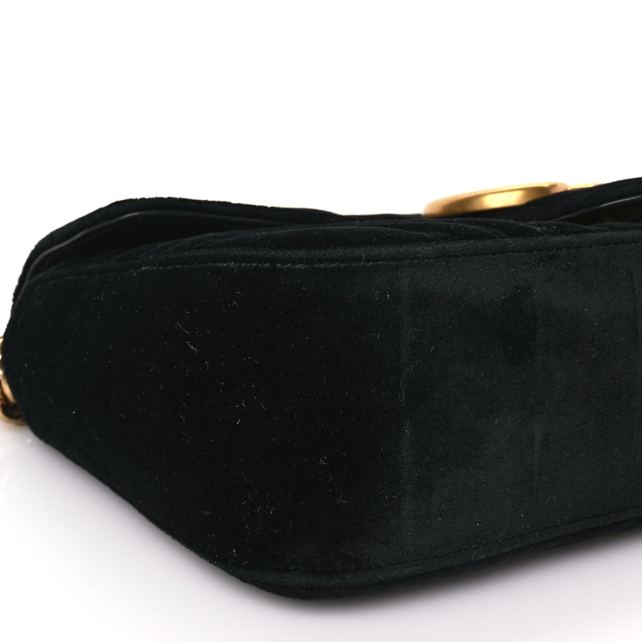 Gucci Velvet Matelasse Small GG Marmont Shoulder Bag Black Image 8