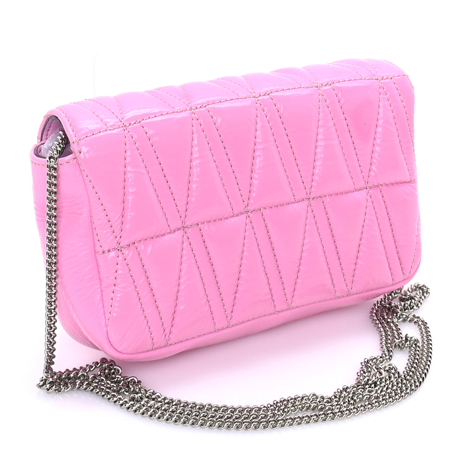 Versace Patent Quilted Virtus Tonal Evening Bag  Pink Image 2