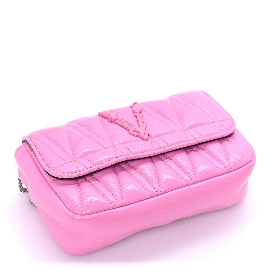 Versace Patent Quilted Virtus Tonal Evening Bag  Pink Image 3