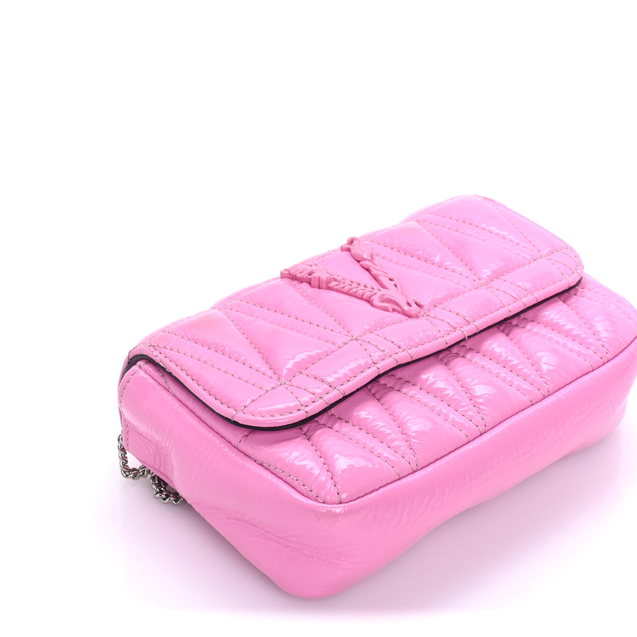 Versace Patent Quilted Virtus Tonal Evening Bag  Pink Image 7