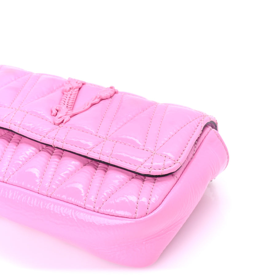 Versace Patent Quilted Virtus Tonal Evening Bag  Pink Image 8