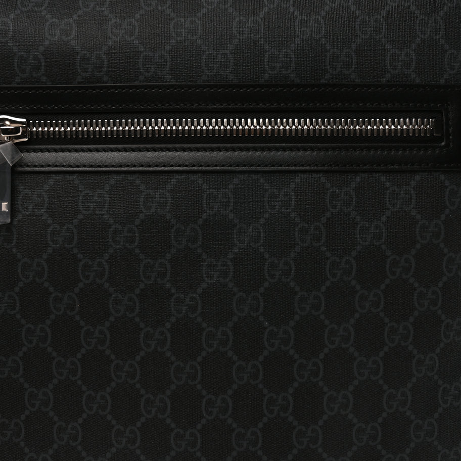 Gucci GG Supreme Monogram Appia Calfskin Web Large Messenger Bag Black Grey Image 6