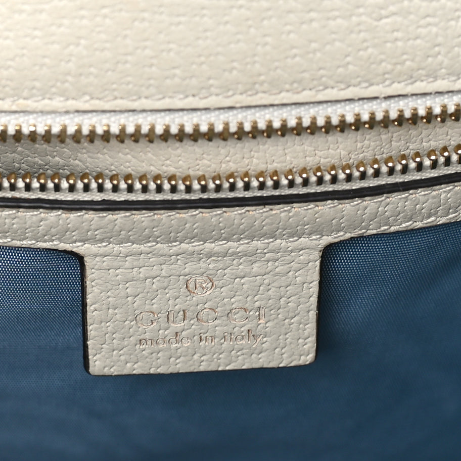 Gucci Textured Calfskin Bee Star Print Small Sylvie Shoulder Bag  Mystic White Image 5