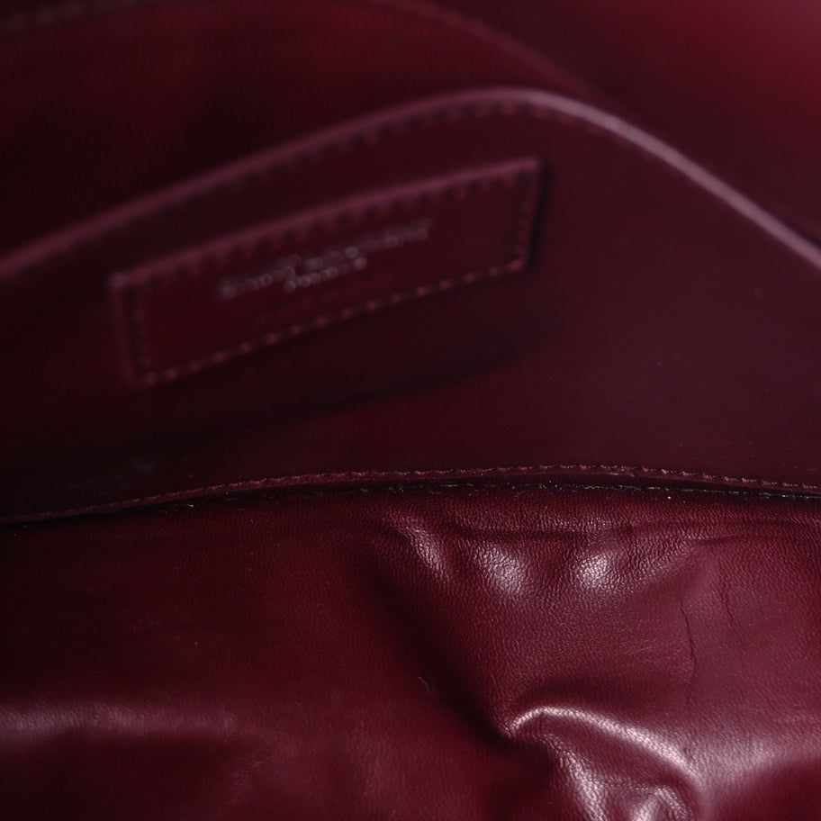 Saint Laurent Snakeskin Medium Classic Monogram Satchel Burgundy Image 4