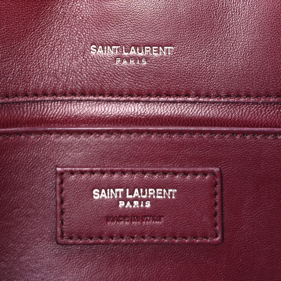 Saint Laurent Snakeskin Medium Classic Monogram Satchel Burgundy Image 5