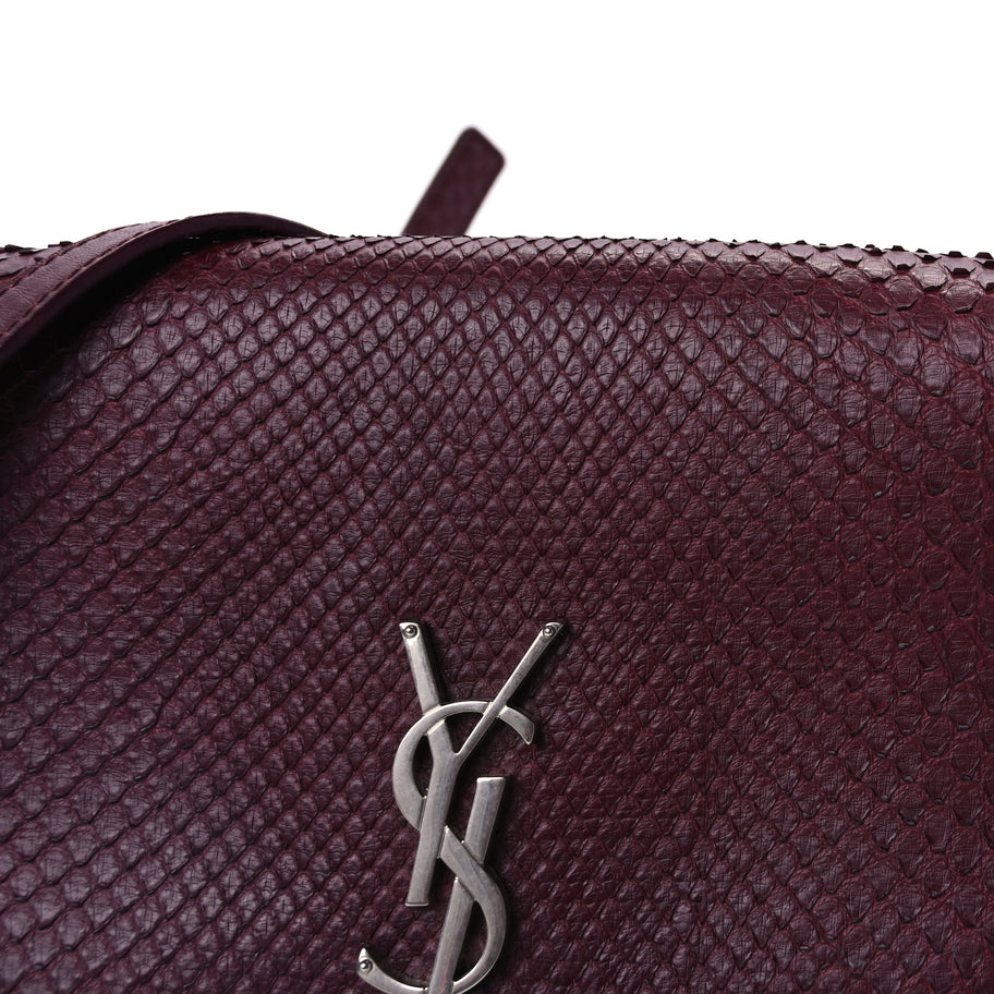 Saint Laurent Snakeskin Medium Classic Monogram Satchel Burgundy Image 6