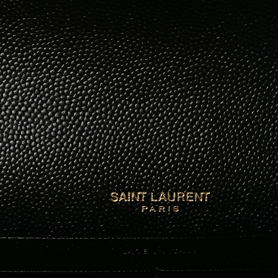 Saint Laurent Grain De Poudre Matelasse Chevron Monogram Envelope Chain Wallet  Black Image 5