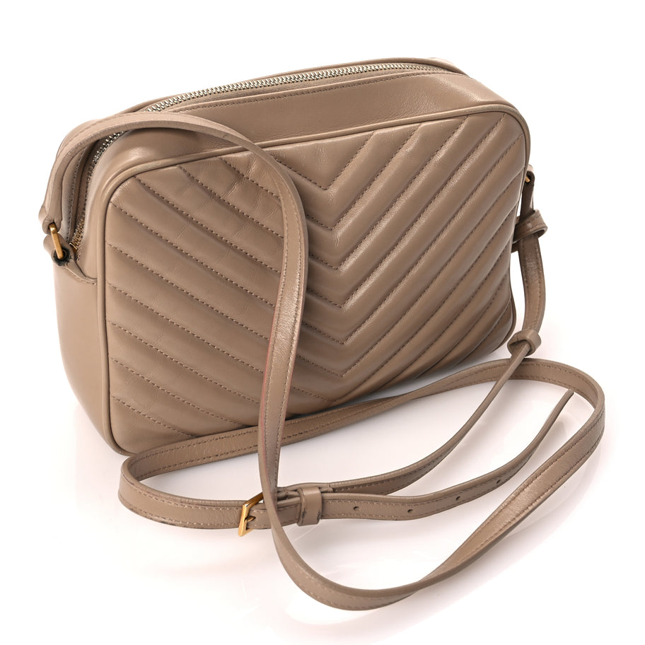 Saint Laurent Calfskin Matelasse Monogram Lou Camera Bag Dark Beige Image 2