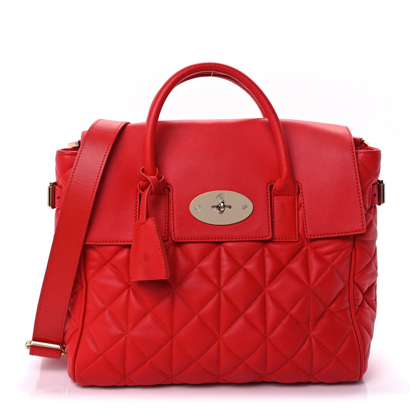  Mulberry Nappa Quilted Medium Cara Delevingne Convertible Bag Red