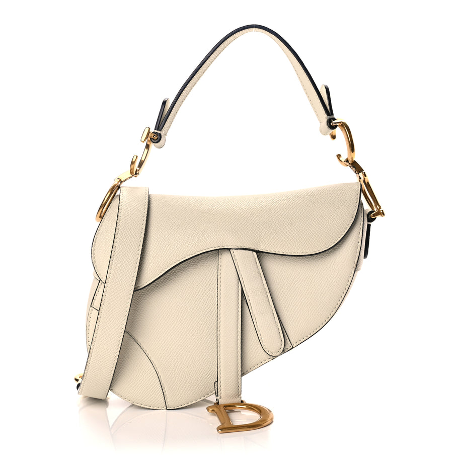 Christian Dior Grained Calfskin Mini Saddle Bag With Strap White Image 1