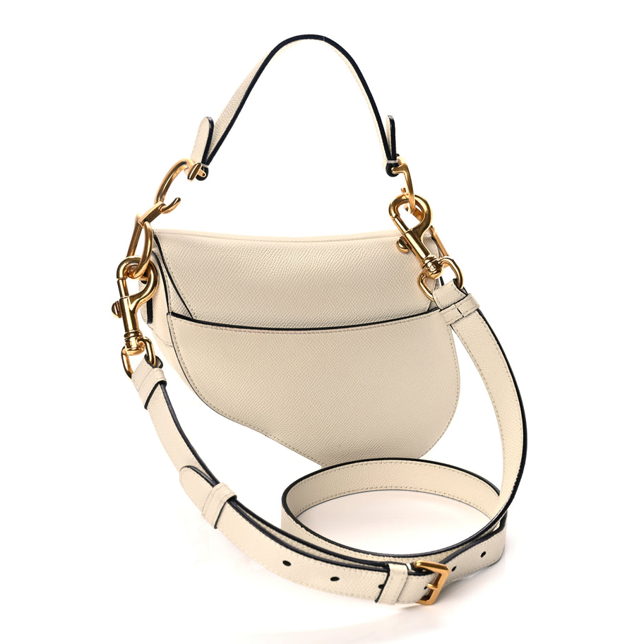 Christian Dior Grained Calfskin Mini Saddle Bag With Strap White Image 2