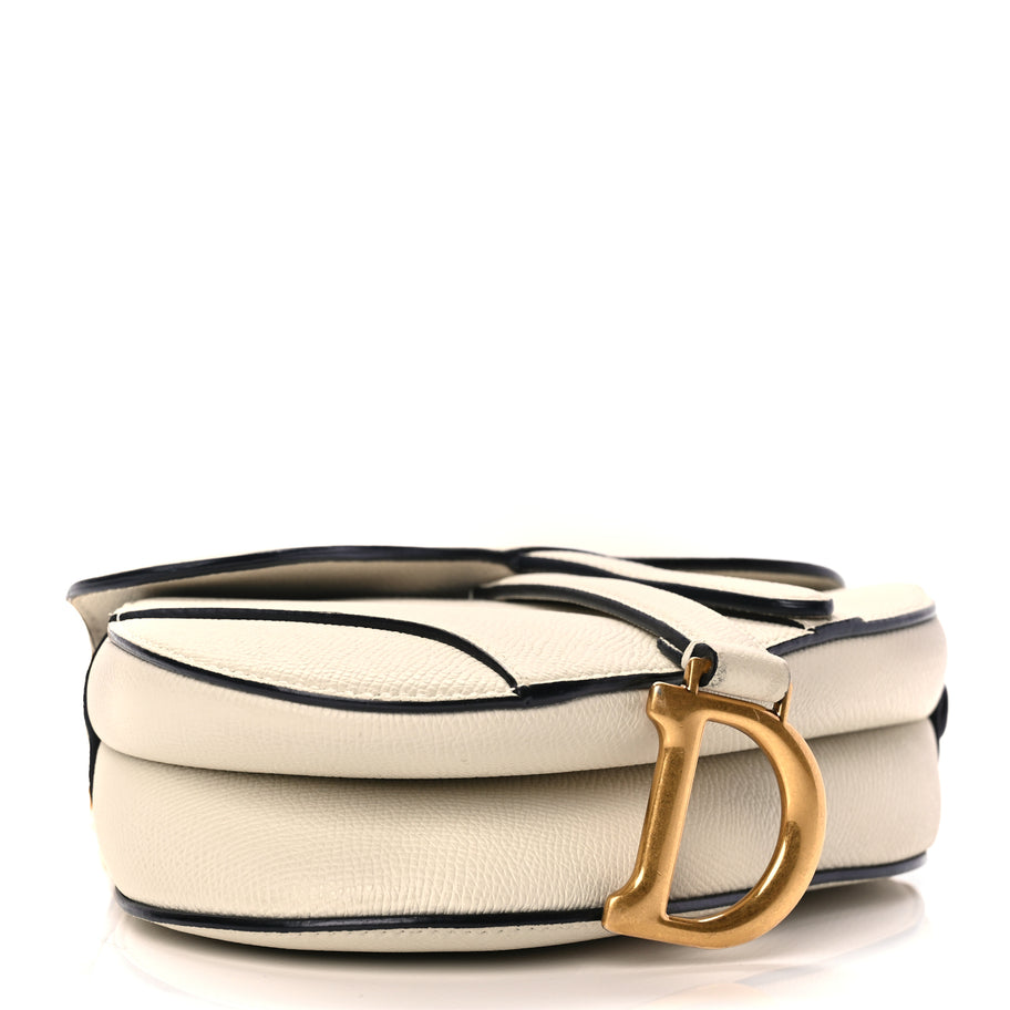 Christian Dior Grained Calfskin Mini Saddle Bag With Strap White Image 3