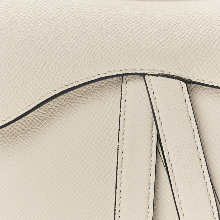 Christian Dior Grained Calfskin Mini Saddle Bag With Strap White Image 6