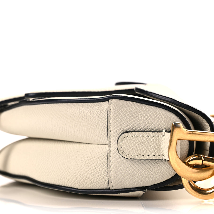 Christian Dior Grained Calfskin Mini Saddle Bag With Strap White Image 8