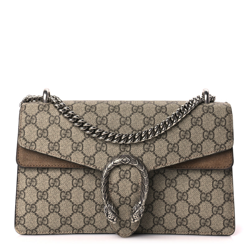  Gucci GG Supreme Monogram Small Dionysus Shoulder Bag Taupe