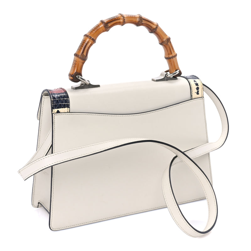  Gucci Calfskin Snakeskin Small Lilith Top Handle Bag White