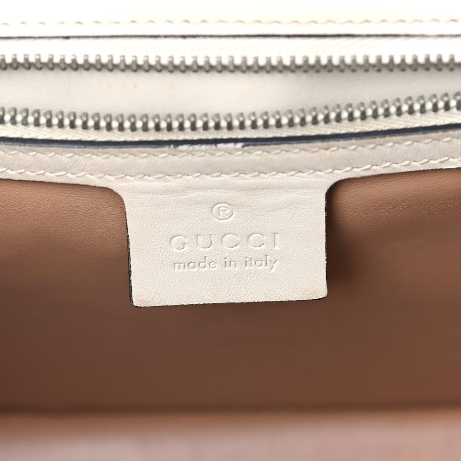 Gucci Calfskin Snakeskin Small Lilith Top Handle Bag White Image 5