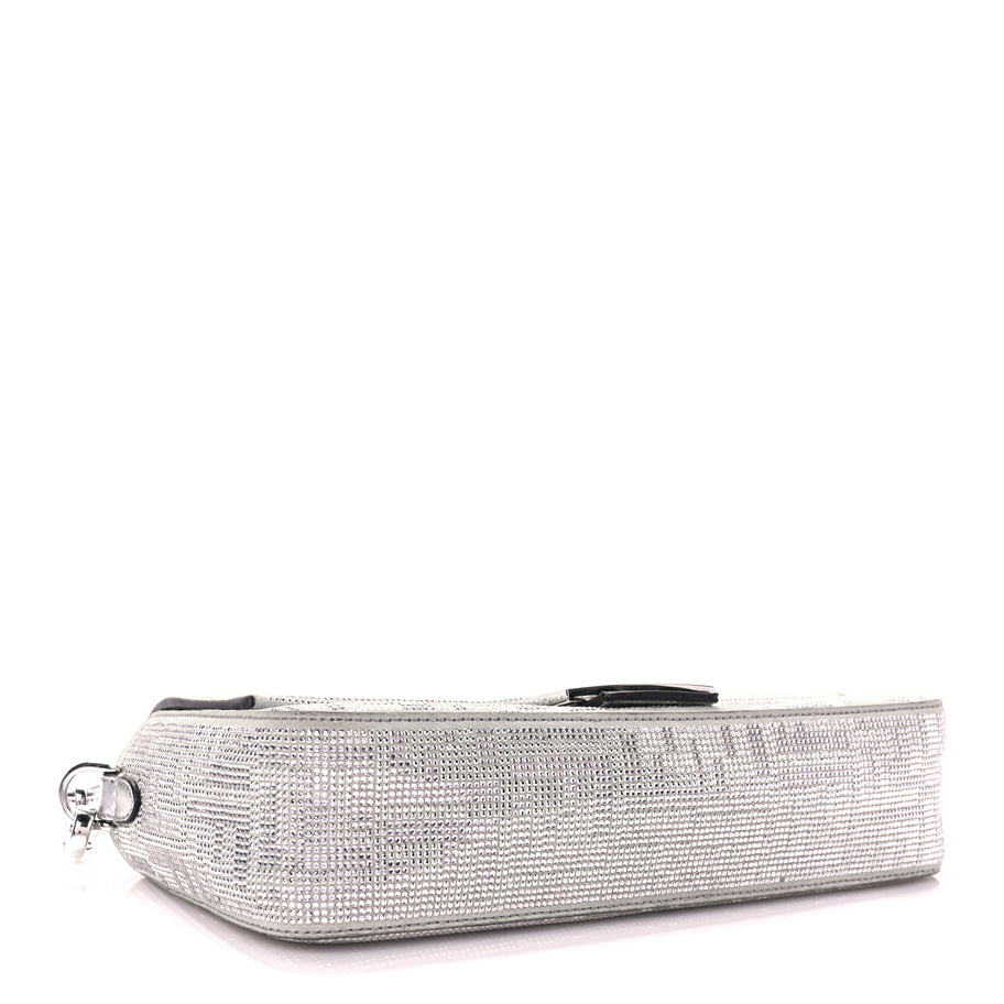 Fendi Crystal Vitello Laminato FF Medium Baguette Crystal Argento Image 3