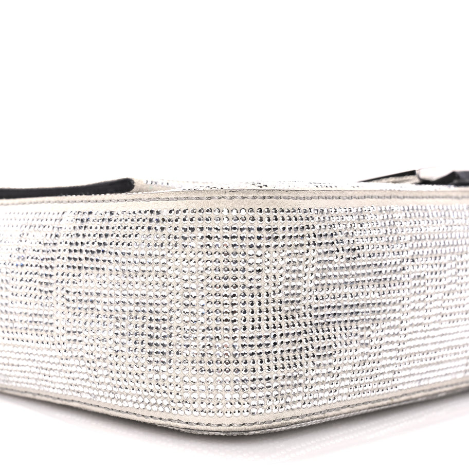 Fendi Crystal Vitello Laminato FF Medium Baguette Crystal Argento Image 7