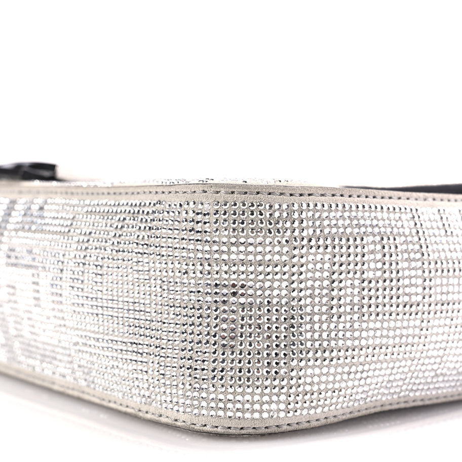 Fendi Crystal Vitello Laminato FF Medium Baguette Crystal Argento Image 8