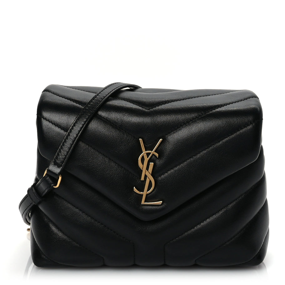 Saint Laurent Calfskin Y Quilted Monogram Toy Loulou Crossbody Satchel Black Image 1